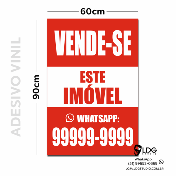 Adesivo Vinil Branco 60x90cm Personalizado Vende-se Este Imóvel - Imagem 2