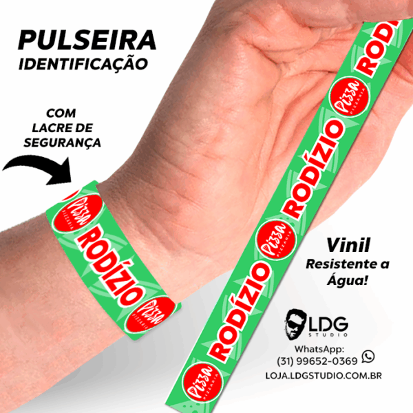 pulseira identificação segurança pizzaria rodízio