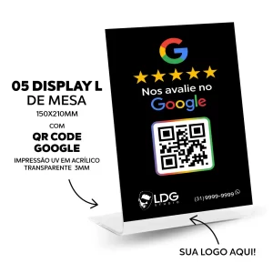 Display Mesa Acrílico Avaliação Google QR Code