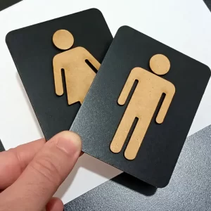 Plaquinha Identificação MDF Banheiro Masculino Feminino