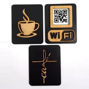 Plaquinhas Decorativas Café WiFi QR CODE