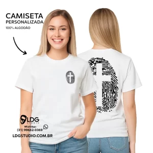 Camiseta Algodão Cruz Digital Personalizada Frente e Verso