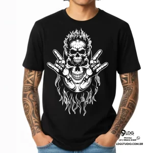 Camiseta Rock Caveiras Mod 2