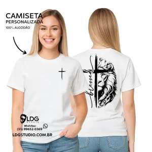 Camiseta Blessed Branca 100% Algodão Personalizada frente e verso