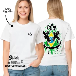 Camiseta Branca Crown Brasil Streetwear