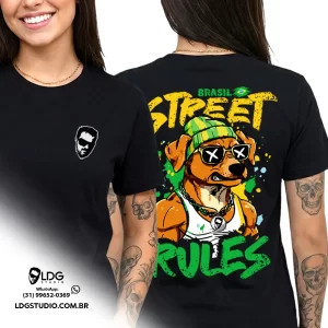 Camiseta Preta Street Rules Caramelo Bombado