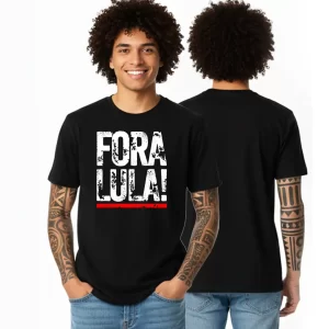 Camiseta Algodão Preta Fora Lula