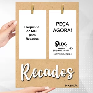 PLACA MDF PARA RECADOS