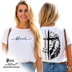 Camiseta Streetwear Blessed Cruz Leão de Judá