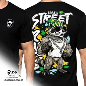 Camiseta Tshirt Coleção Street Rules Guaxinim Unissex