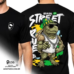 Camiseta Tshirt Preta Street Rules Tartaruga Unissex